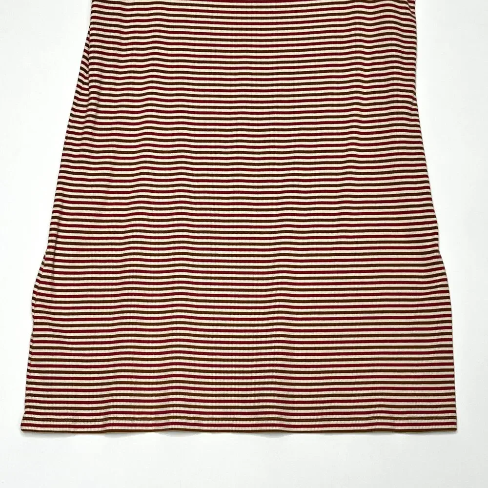 Madewell Swingy Tee Dress in Stripe Red Burnt Orange White Womens Medium - Picture 8 of 11